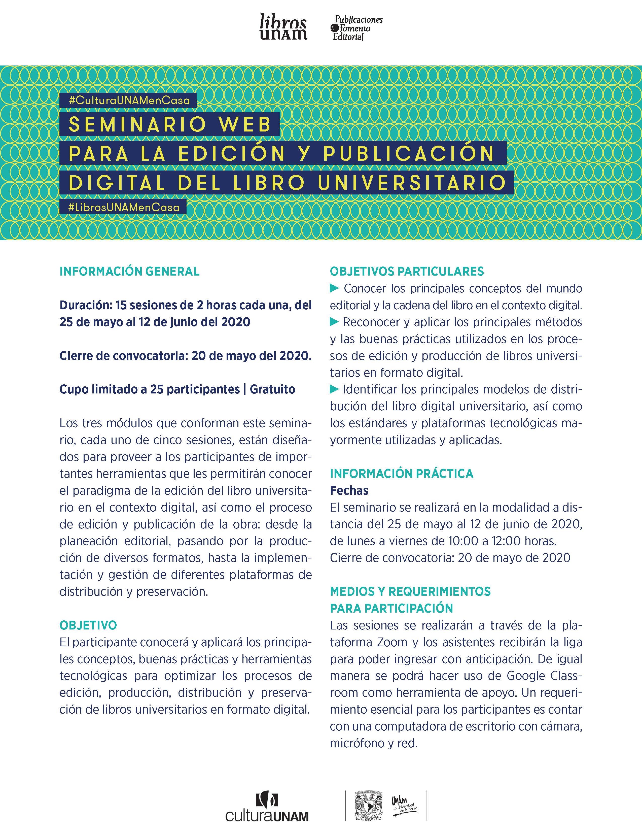 Seminario WEB para la edición y publicación digital del libro universitario